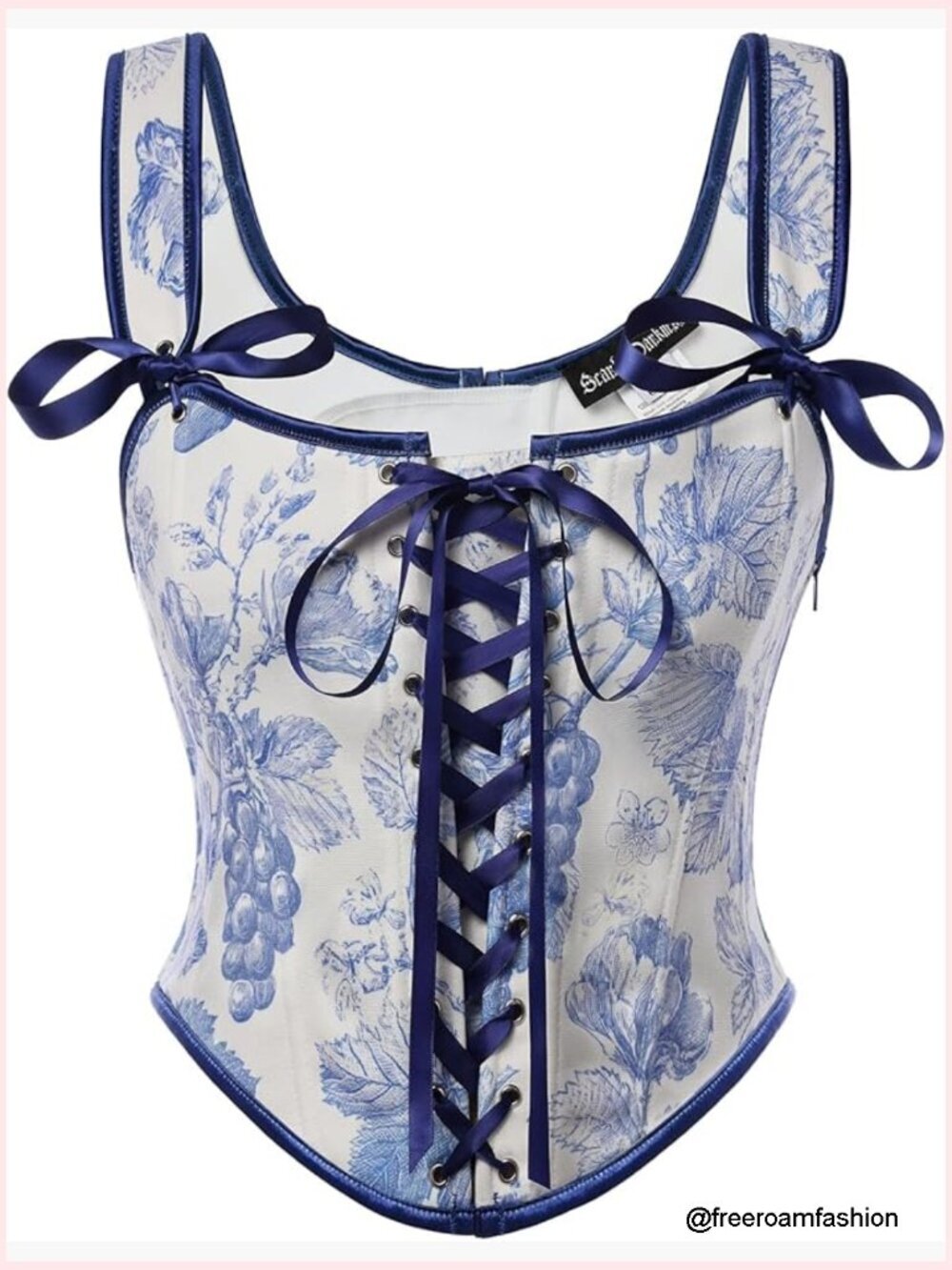 Renaissance Corset Top with Lace-Up, Overbust Bustier Bodice for Women